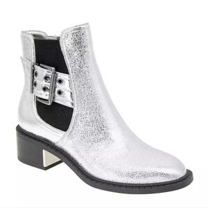 Size 8.5 - 🆕️ BCBG Generation Bovee Buckle Detail Silver Booties